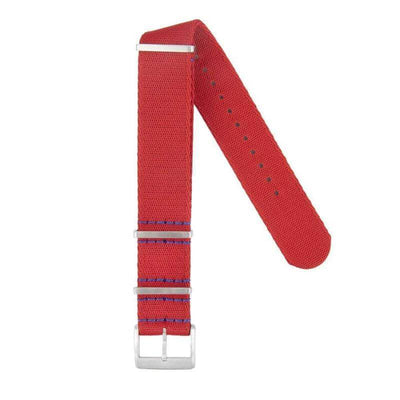 Cinturino Militare in Nylon Riciclato — Rosso Con Cuciture Blu
