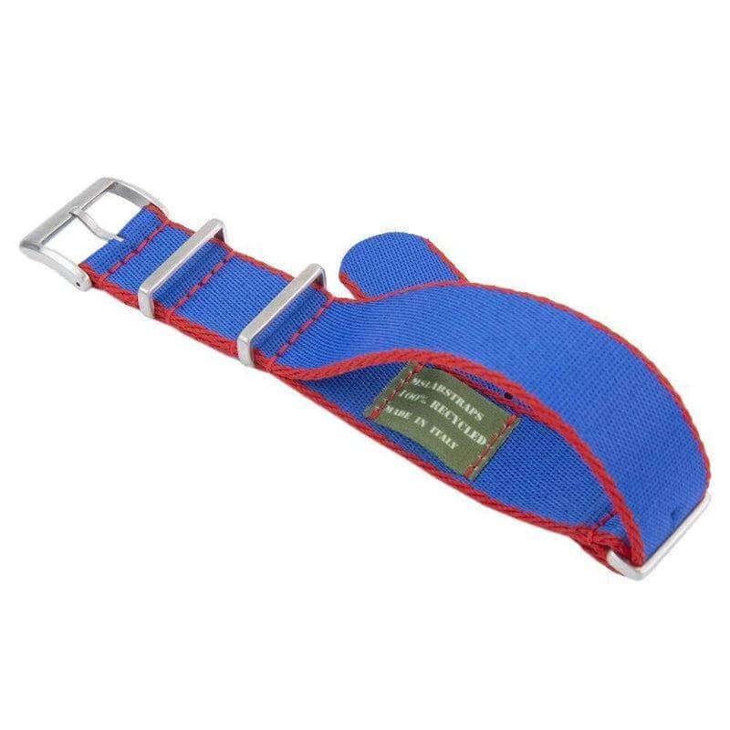 Eco-Friendly Nylon Military Watch Strap -  Royal Blue Red Borders - Recycled NATO straps- Milano Straps