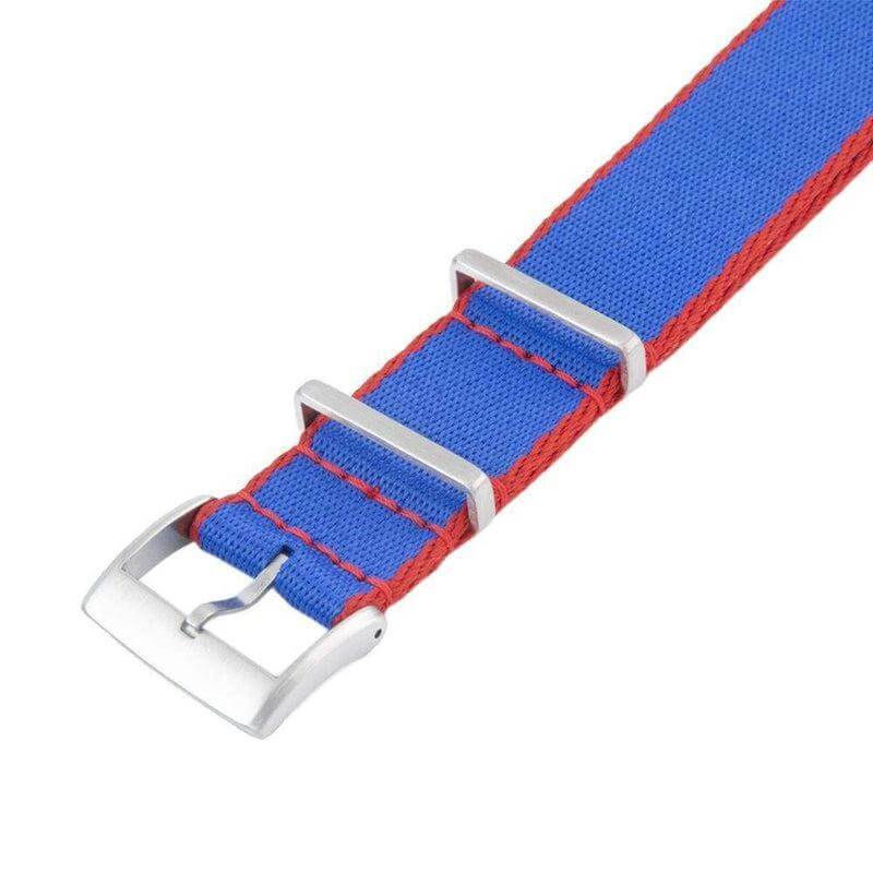 Eco-Friendly Nylon Military Watch Strap -  Royal Blue Red Borders - Recycled NATO straps- Milano Straps