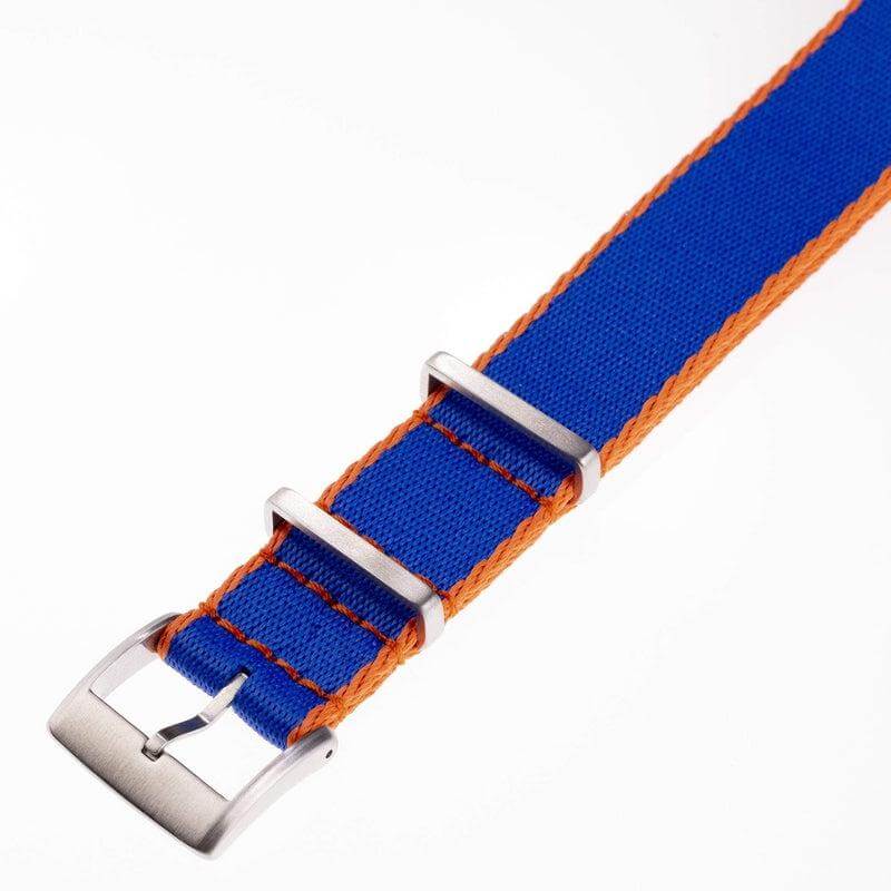 Eco-Friendly Nylon Military Watch Strap -  Royal Blue Orange Borders - Recycled Military Watch Straps- Milano Straps
