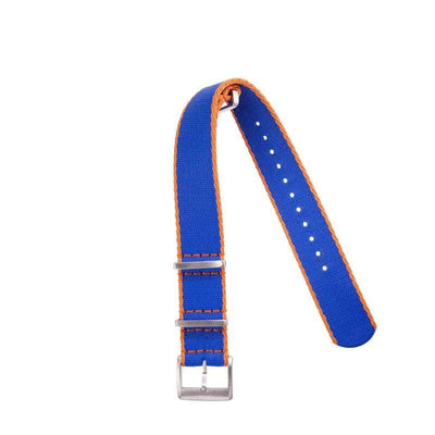 Cinturino militare nylon riciclato blu royal bordi arancio 20mm Made in Italy — Milano Straps