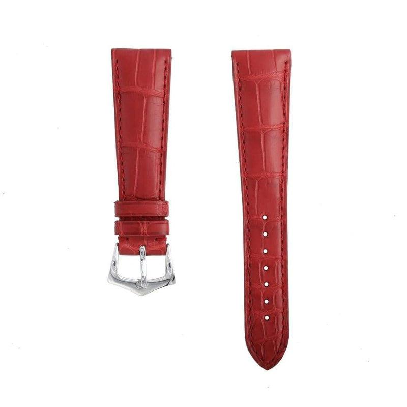 Cinturino alligatore rosso 20mm water resistant, cucitura sur-ton, Made in Italy — Milano Straps