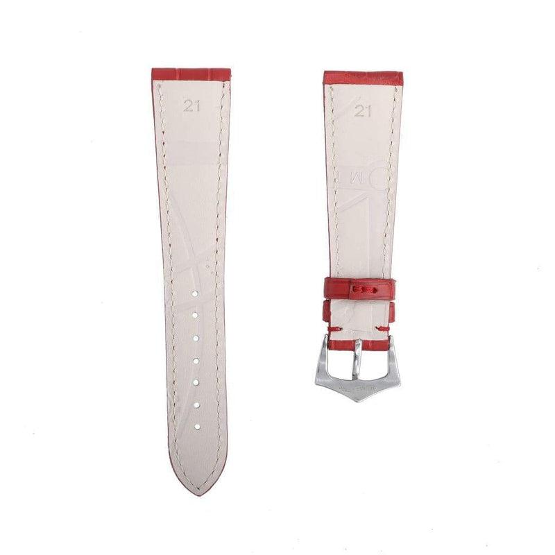 Cinturino alligatore rosso 20mm water resistant, cucitura sur-ton, Made in Italy — Milano Straps