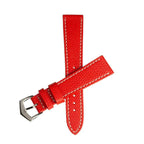 Cinturino vitello martellato rosso cuciture ecru — disponibile 18mm-24mm, Made in Italy — Milano Straps