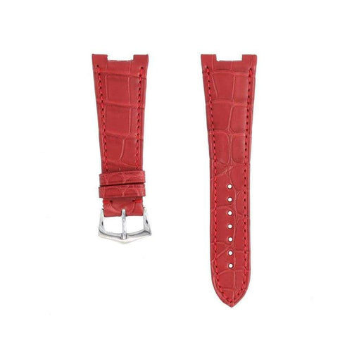 Cinturino alligatore rosso opaco 26mm artigianale compatibile Patek Philippe — Milano Straps