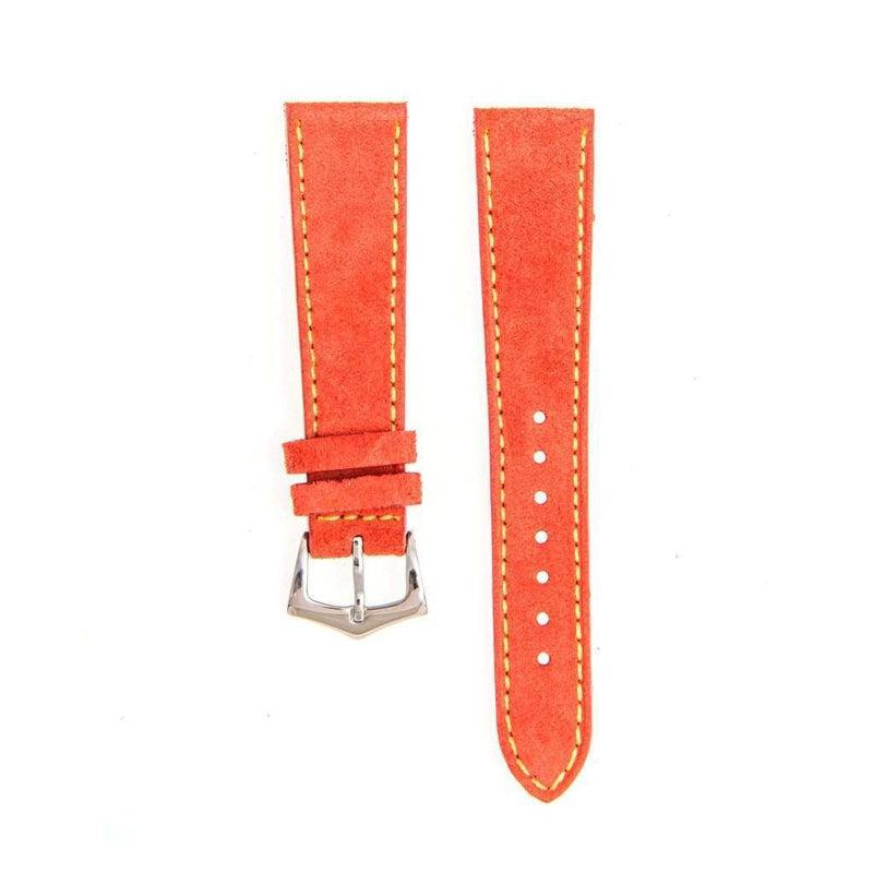 Cinturino suede rosso 20mm con cuciture artigianali Made in Italy — Milano Straps