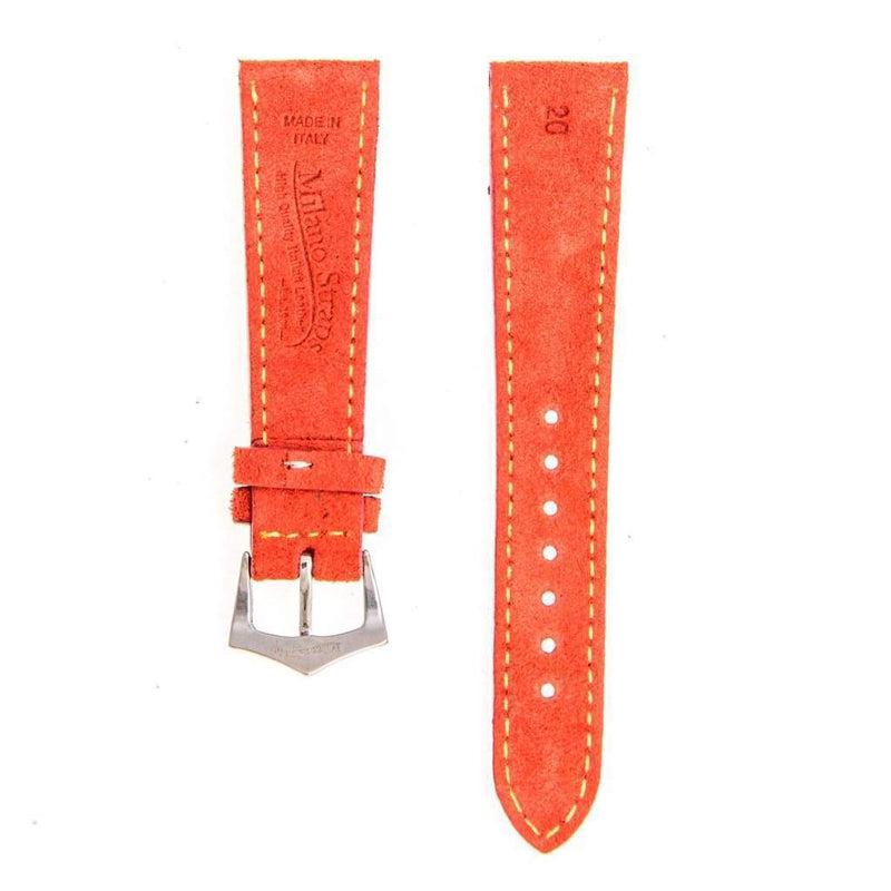 Cinturino suede rosso 20mm con cuciture artigianali Made in Italy — Milano Straps