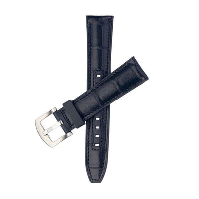 Cinturino alligatore autentico nero con fodera caucciù naturale 120/75mm — Milano Straps