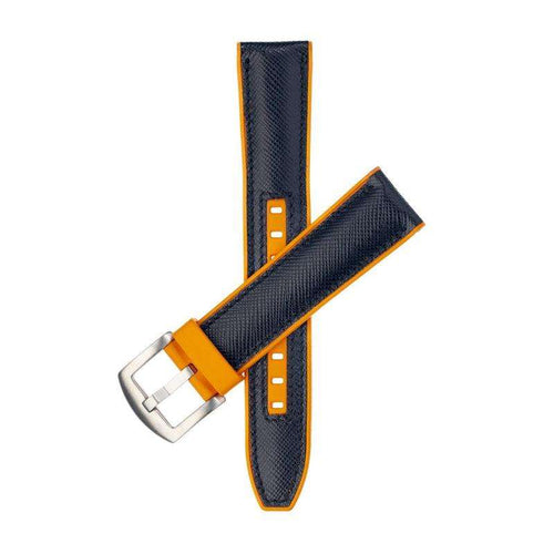 Cinturino caucciù nero saffiano 6mm con fodera in caoutchouc naturale e quick-release — Milano Straps
