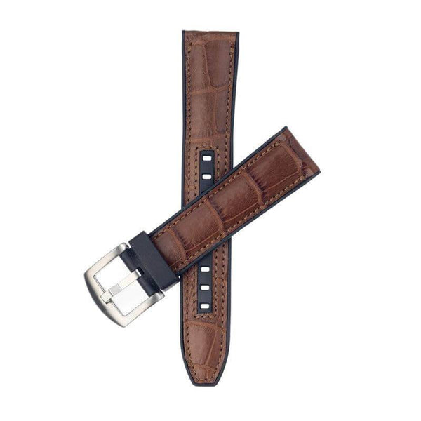 Cinturino caucciù con dorso in alligatore marrone, spessore 6mm, quick-release — Milano Straps