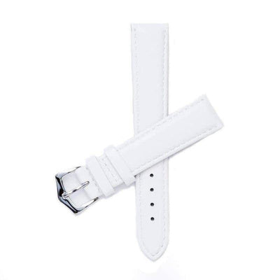 Cinturino in pelle nappa bianca 16mm o 18mm, cuciture tono su tono, Made in Italy — Milano Straps
