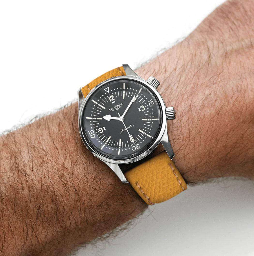 Yellow Hammered Calfskin Ecru Stitches Watch strap - Leather strap- Milano Straps