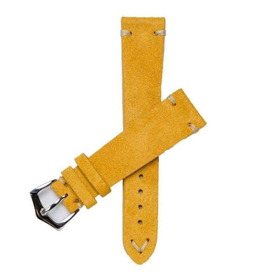 Cinturino suede giallo vintage 20mm in cuoio scamosciato italiano — Milano Straps