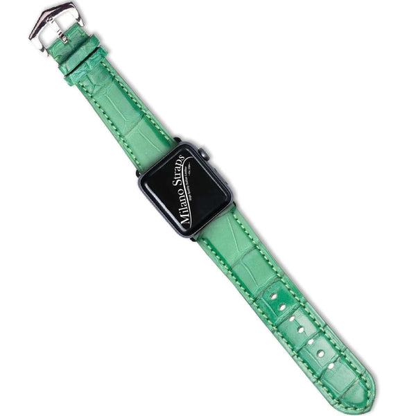 Cinturino Apple Watch in pelle di alligatore verde Millennium 20mm artigianale Made in Italy — Milano Straps
