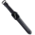 Cinturino Apple Watch in pelle saffiano nera con cuciture ecru 20mm — Milano Straps