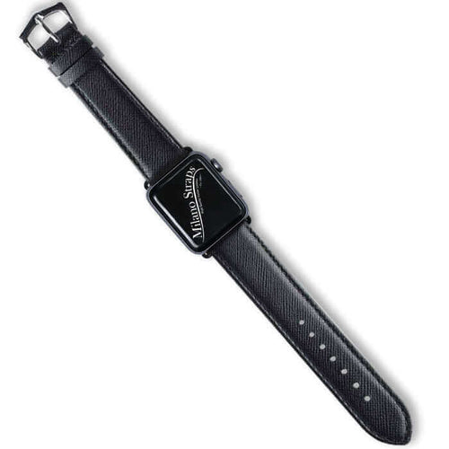 Cinturino Apple Watch in pelle saffiano nera 20-22mm cuciture ton sur ton Made in Italy — Milano Straps