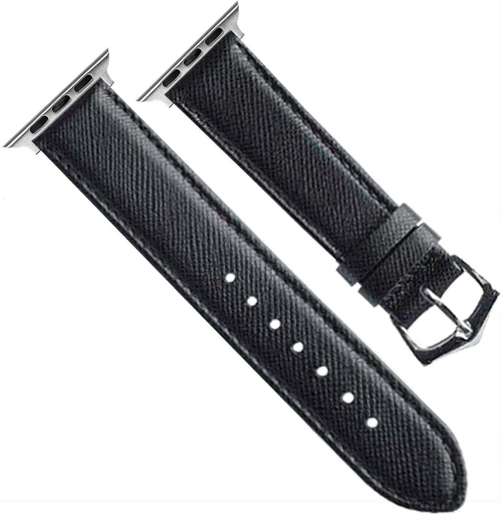 Cinturino Apple Watch in pelle saffiano nera 20-22mm cuciture ton sur ton Made in Italy — Milano Straps