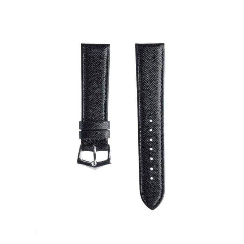 Cinturino Apple Watch in pelle saffiano nera 20-22mm cuciture ton sur ton Made in Italy — Milano Straps