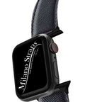 Cinturino Apple Watch in pelle saffiano nera 20-22mm cuciture ton sur ton Made in Italy — Milano Straps