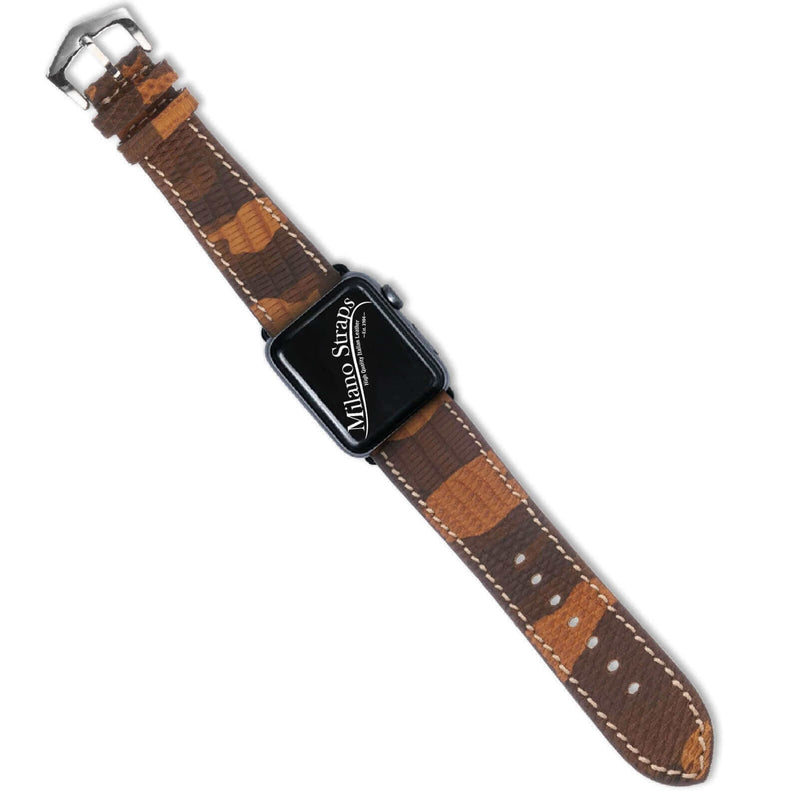 Cinturino Apple Watch in pelle di lucertola camouflage 20mm artigianale Made in Italy — Milano Straps