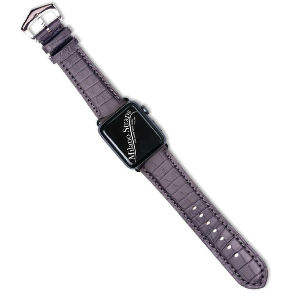 Cinturino Apple Watch in alligatore grigio scuro opaco 20mm artigianale Made in Italy — Milano Straps