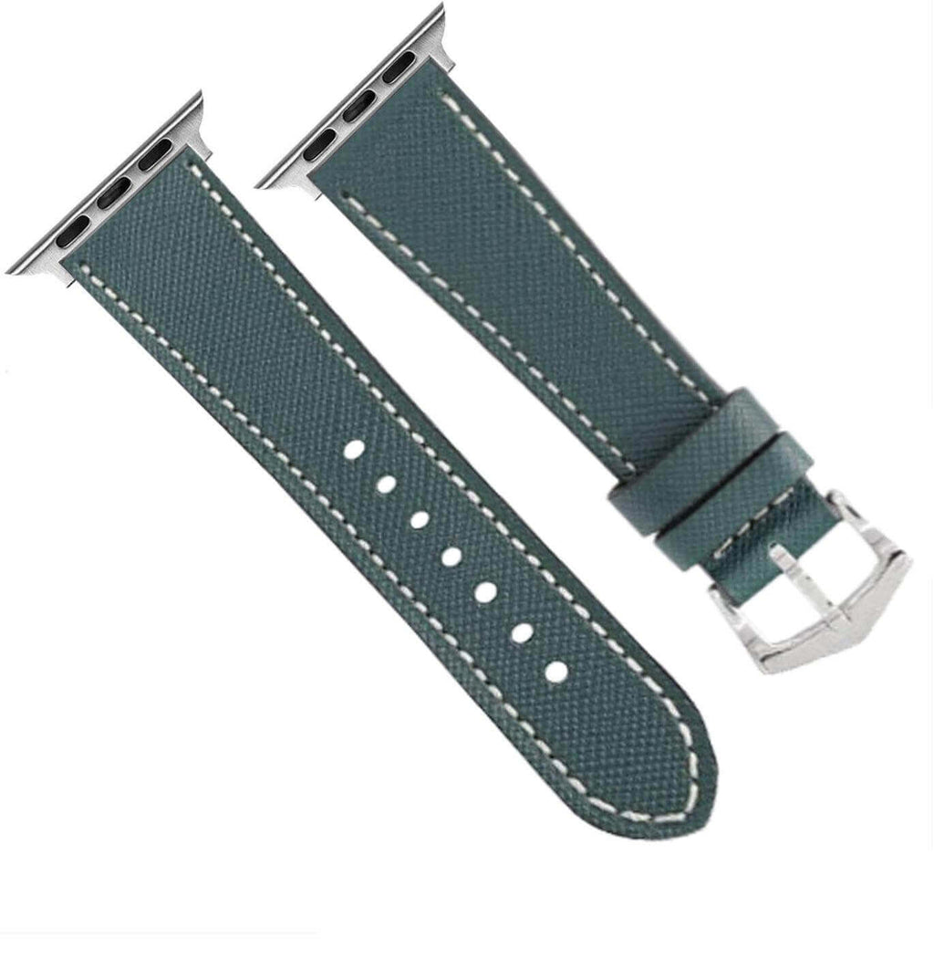 Apple Watch Leather Band ™ Green Saffiano Tone Stitches - Apple Watch Leather Straps- Milano Straps