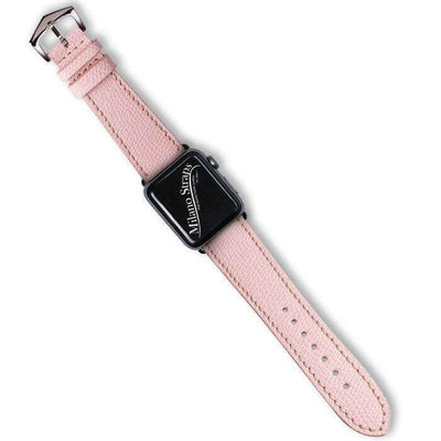 Cinturino Apple Watch in vitello martellato rosa con cuciture ecru 20-22mm — Milano Straps