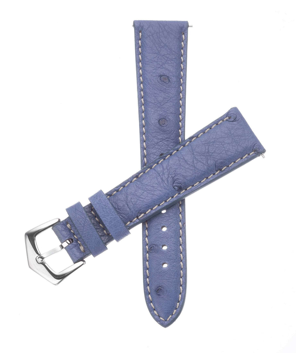 Cinturino Apple Watch in pelle di struzzo azzurro polvere 20mm artigianale Made in Italy — Milano Straps
