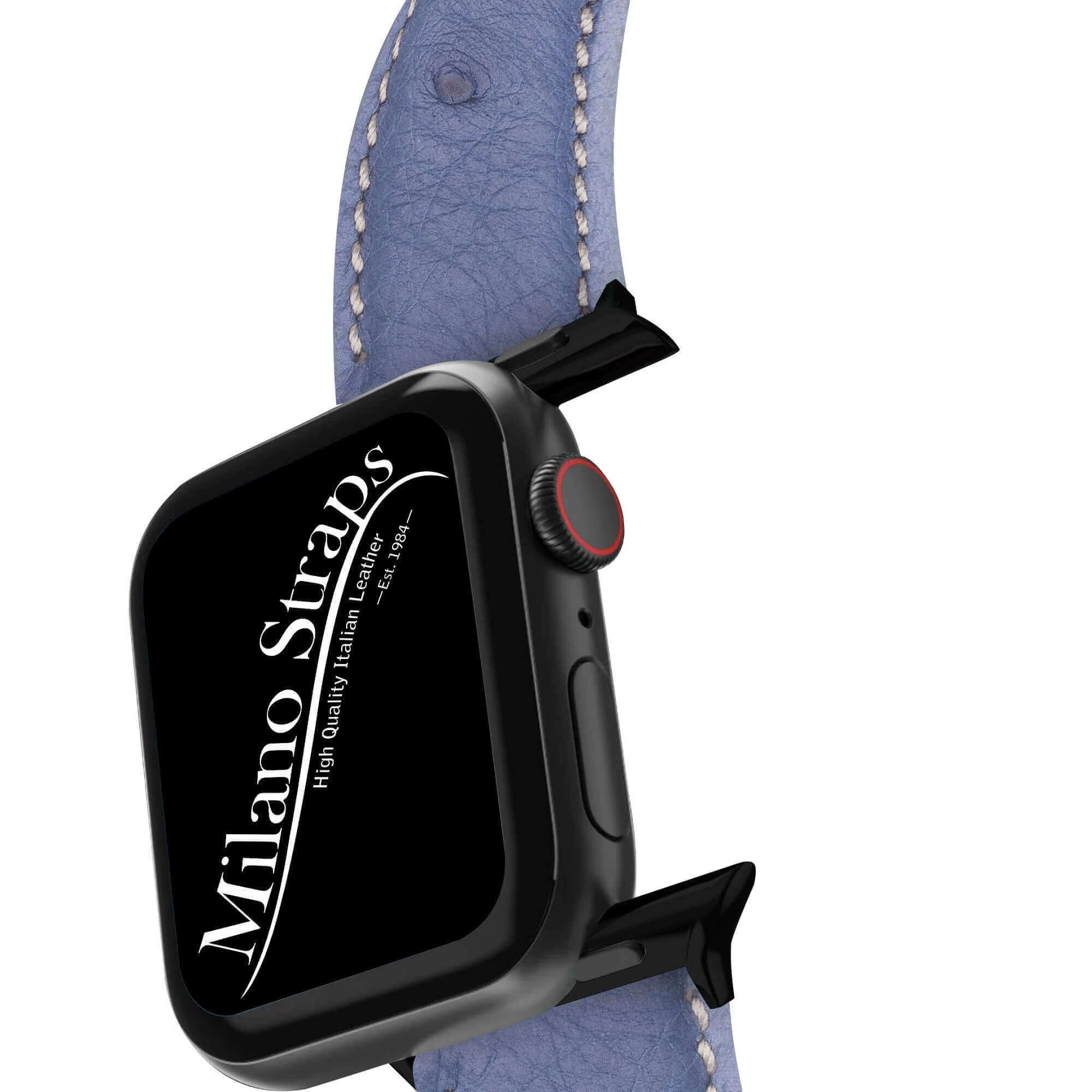 Cinturino Apple Watch in pelle di struzzo azzurro polvere 20mm artigianale Made in Italy — Milano Straps