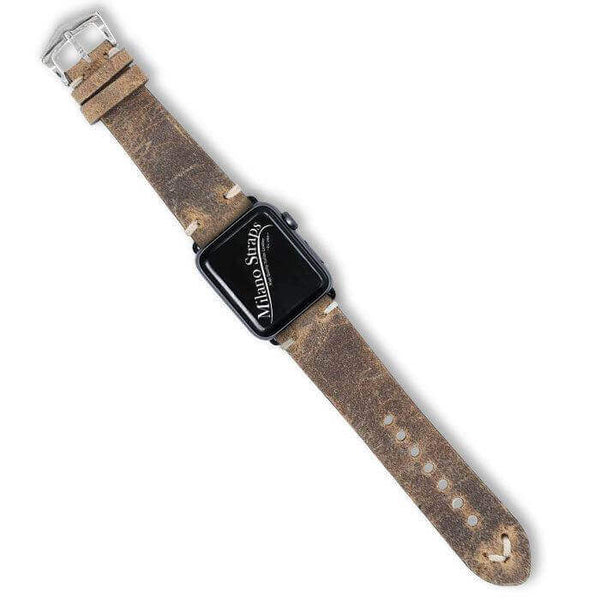 Cinturino Apple Watch in pelle Mohawk Vintage 20-22mm, spessore 2,5mm, Made in Italy — Milano Straps