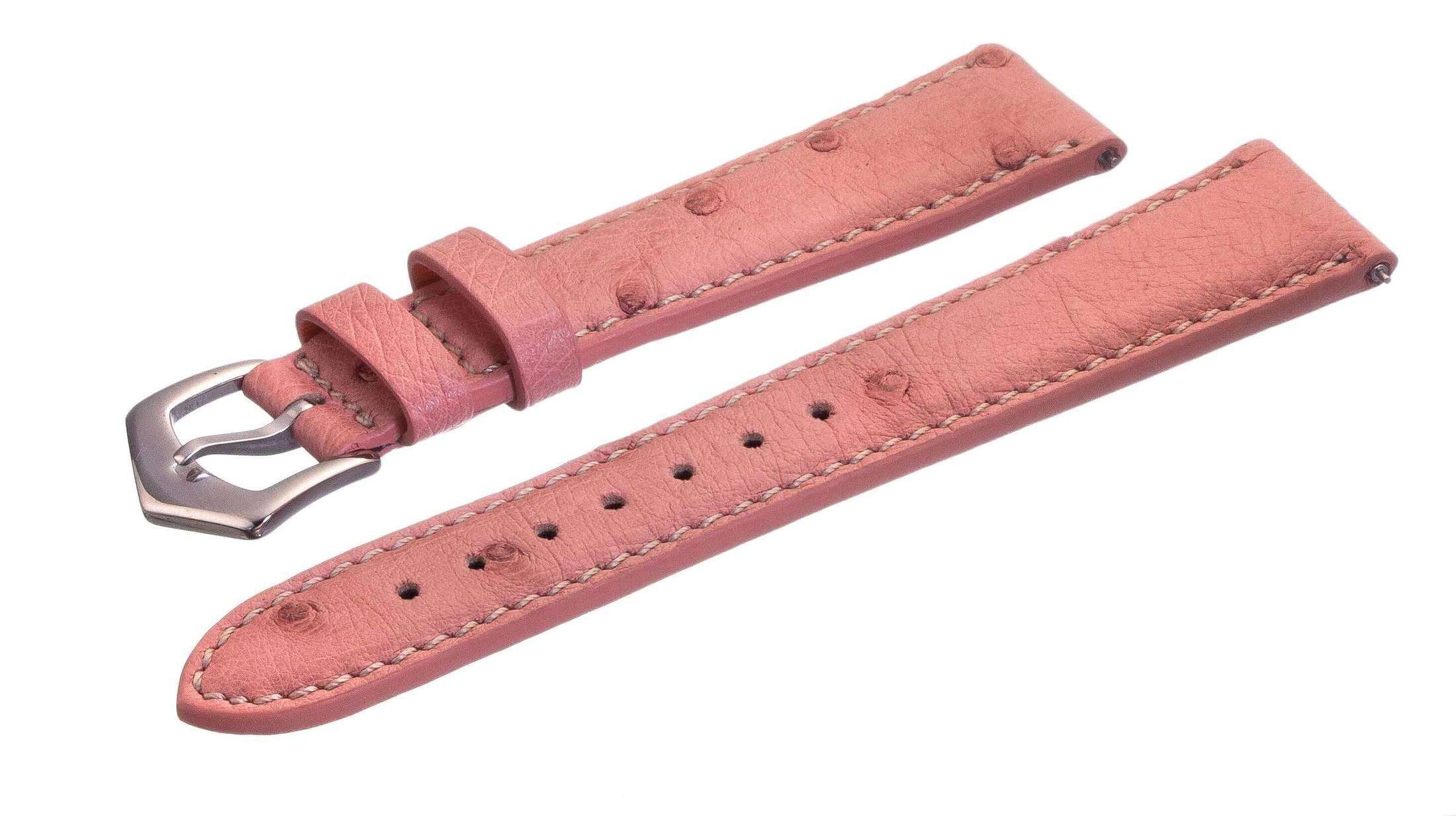 Cinturino Apple Watch in pelle di struzzo rosa 20-22mm fatto a mano — Milano Straps