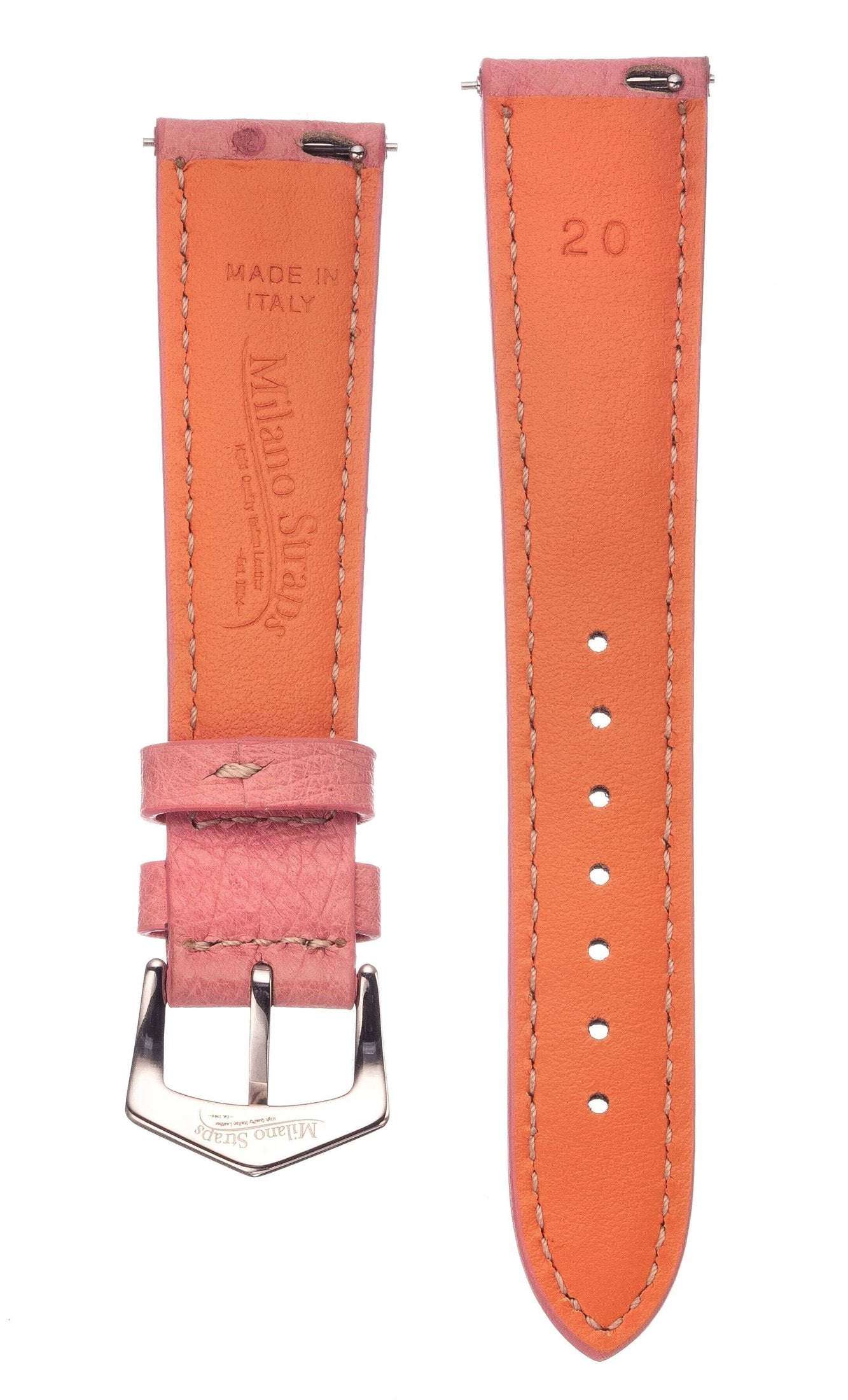 Cinturino Apple Watch in pelle di struzzo rosa 20-22mm fatto a mano — Milano Straps