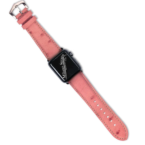 Cinturino Apple Watch in pelle di struzzo rosa 20-22mm fatto a mano — Milano Straps