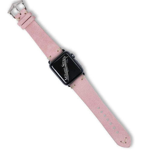 Cinturino Apple Watch in camoscio rosa 20-22mm con cuciture vintage, artigianale Made in Italy — Milano Straps
