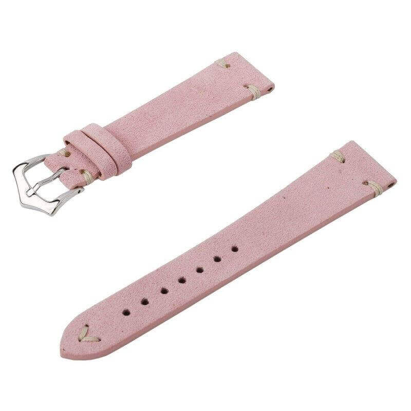 Cinturino Apple Watch in camoscio rosa 20-22mm con cuciture vintage, artigianale Made in Italy — Milano Straps