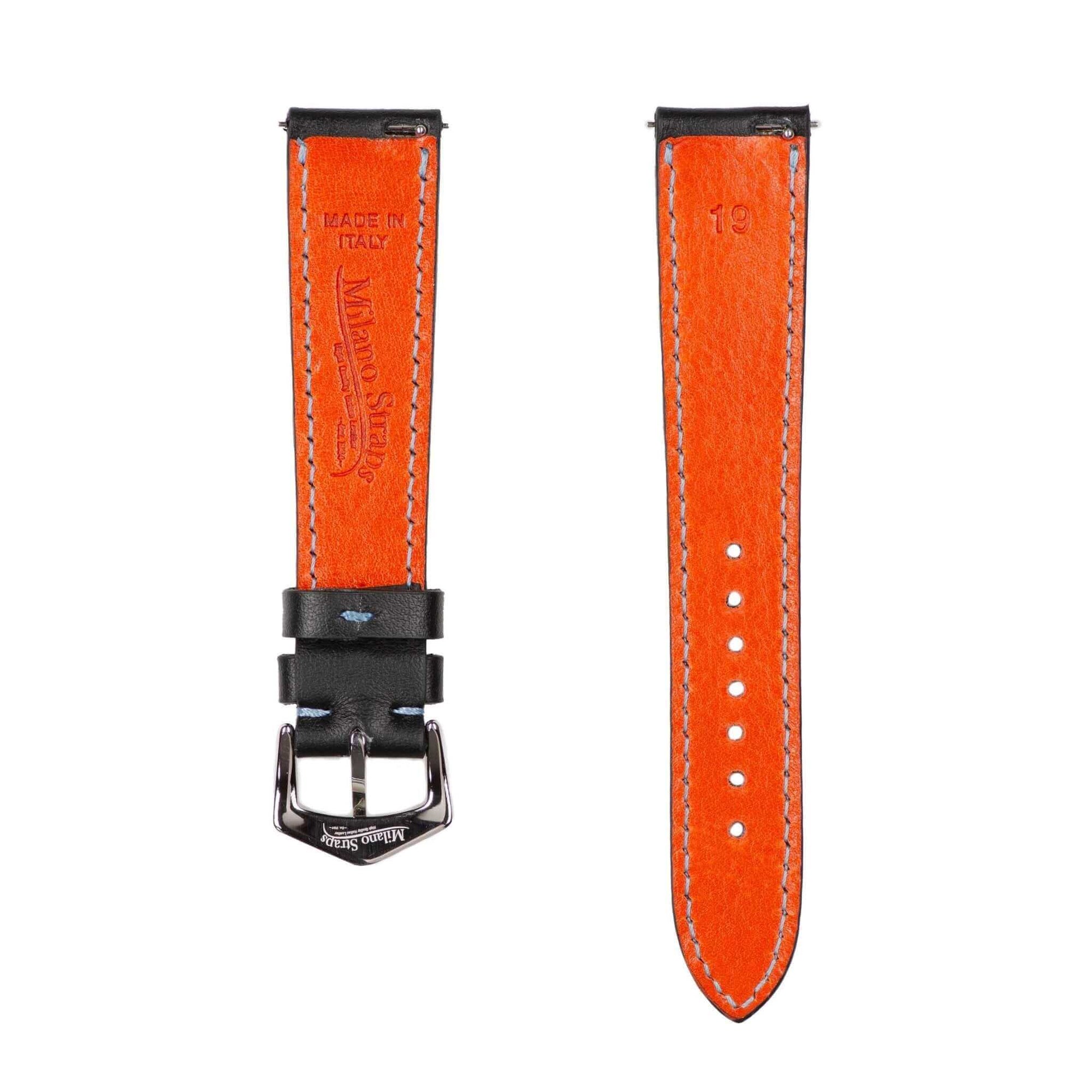 Black & Blue "Driver" Leather Watch Strap - Leather strap- Milano Straps