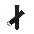 Cinturino pelle vitello driver nero cuciture rosse bordi bruciati — Made in Italy Milano Straps