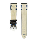 Cinturino coccodrillo gommato nero cuciture blu 20mm Made in Italy — Milano Straps