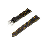 Black & Yellow "Driver" Leather Watch Strap - Leather strap- Milano Straps
