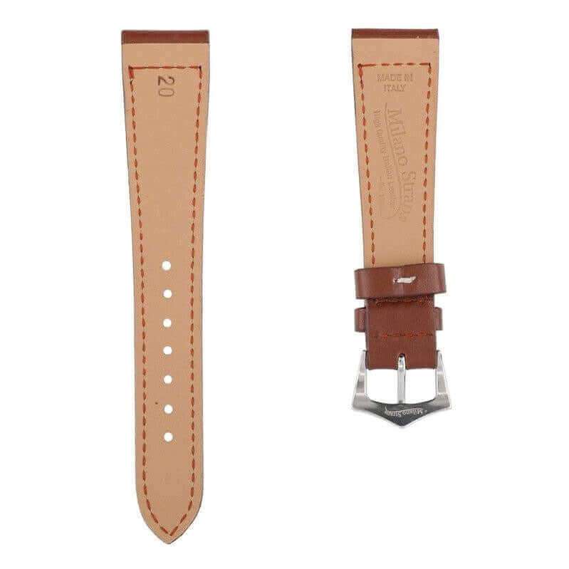 Brown Calfskin Leather Watch Strap - Leather strap- Milano Straps