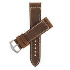 Cinturino pelle vitello vintage marrone 22mm cucito a mano — Milano Straps