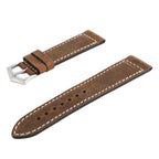 Cinturino pelle vitello vintage marrone 22mm cucito a mano — Milano Straps