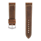 Cinturino pelle vitello vintage marrone 22mm cucito a mano — Milano Straps