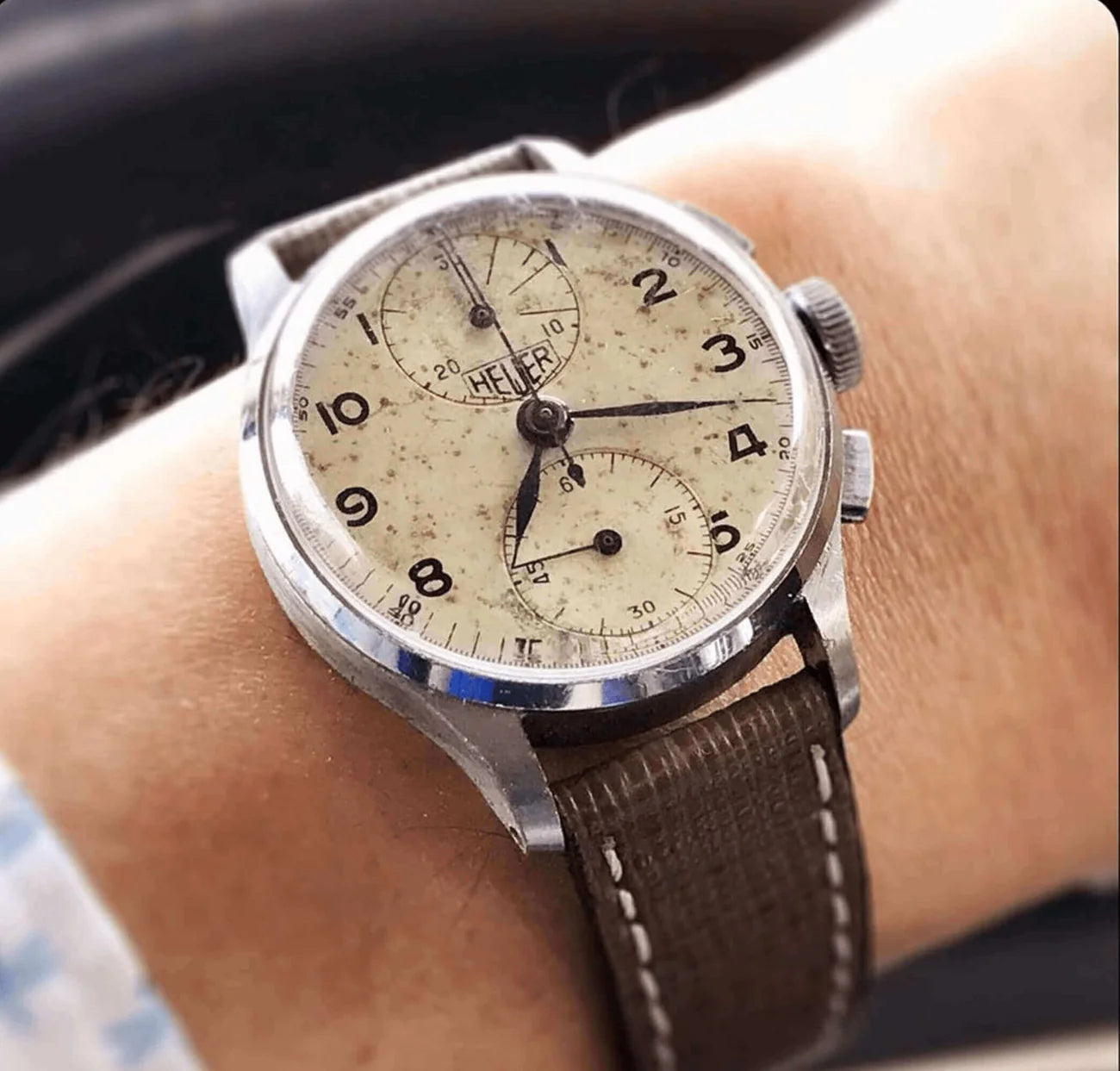 Cinturino saffiano Cognac su  Chrono Heuer