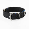 Cinturino militare alligatore nero cucitura blu 20mm one-piece Made in Italy — Milano Straps