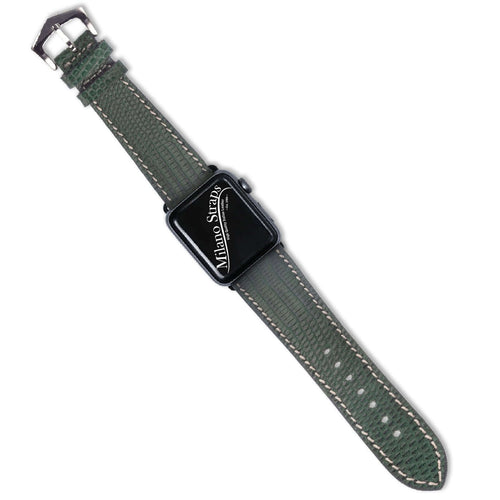 Cinturino Apple Watch in pelle di lucertola verde 20mm x 16mm artigianale Made in Italy — Milano Straps