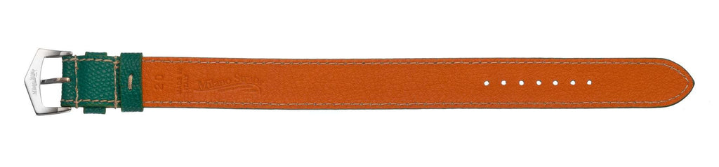 Cinturino single pass verde militare in vitello martellato 20mm — Milano Straps