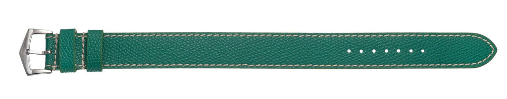 Cinturino single pass verde militare in vitello martellato 20mm — Milano Straps