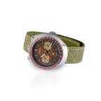 Green Velcro® Watch Band Ecru Stitches 20mm - Velco® watch bands- Milano Straps