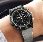 Cinturino pelle vitello martellata grigio cuciture ecru — disponibile 18mm 20mm 22mm 24mm — Milano Straps